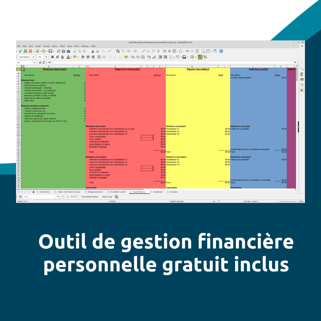 Capture d'écran d'un outil de gestion financière montrant des graphiques et des tableaux clairs.